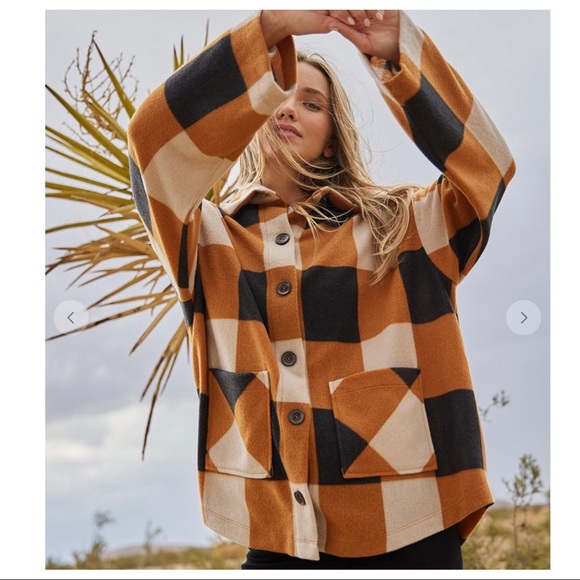 #14 ✨LAST ONE✨Boho Soft Textured Gingham Check Shirt Jacket - Picture 6 of 8